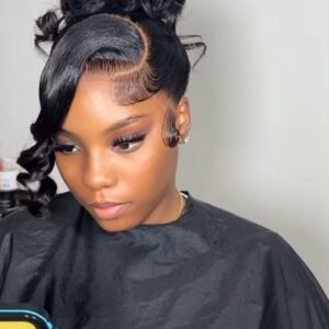 Updo ponytail with curls